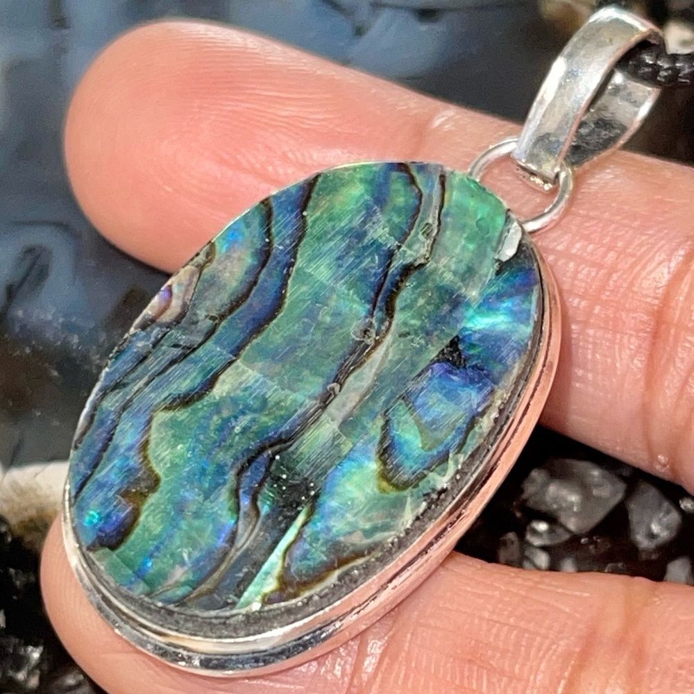 Iridescent Abalone Shell Pendant 1 7/8” - Picture 6 of 17